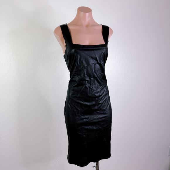 Commando Square Neck Sleeveless Stretch Leather Dress Black Reputation Large NWT - Picture 11 of 11